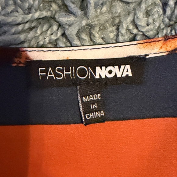 Fashion Nova Lotta Class Navy and Orange Long Sleeve Dress| Size Small - Picture 2 of 12